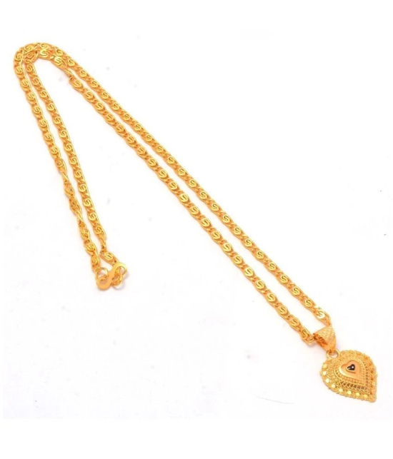 Jewar Mandi New Design Gold Plated Locket/Pendant with Link Chain Daily use for Men, Women & Girls, Boys - Golden