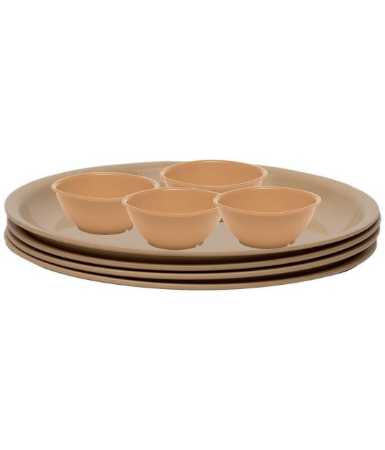 HOMETALES 8 Pcs Plastic Beige Full Plate - Beige