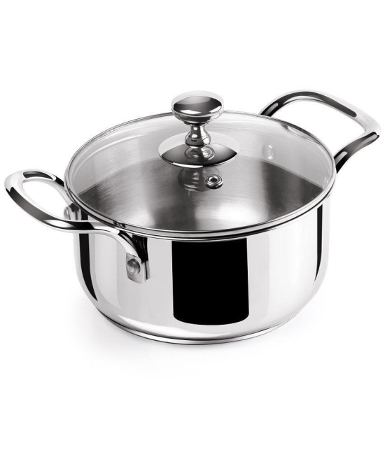 Milton Pro Cook Stainless Steel Casserole With Glsss Lid (1.2 litre) Silver - Silver