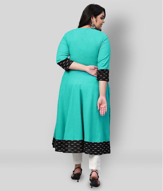 Estela - Green Cotton Women''s Flared Kurti ( Pack of 1 ) - 4XL