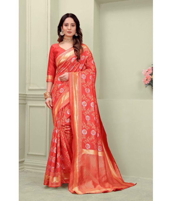 ofline selection - Red Silk Saree With Blouse Piece (Pack of 1) - Red