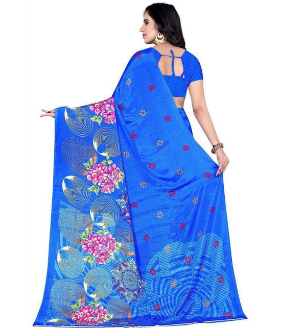 LEELAVATI - Blue Crepe Saree With Blouse Piece ( Pack of 1 ) - Blue