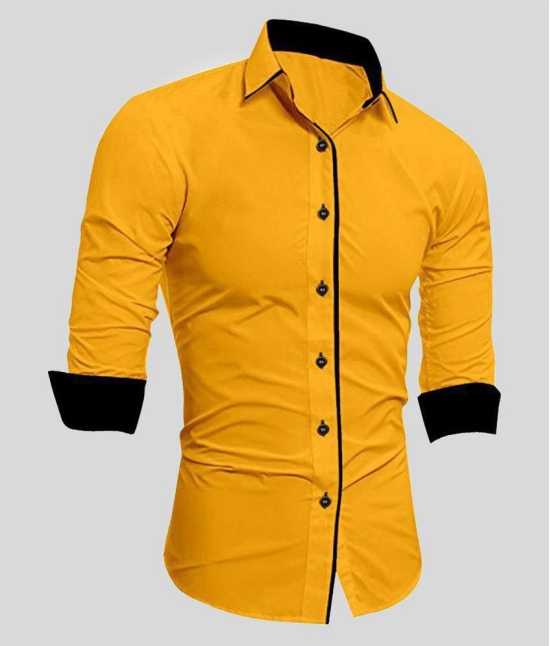 Life Roads - Yellow Cotton Slim Fit Men's Casual Shirt (Pack of 1 ) - None