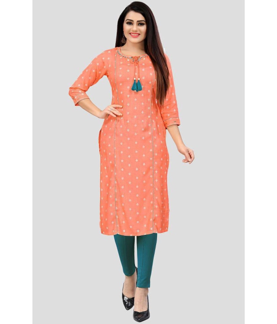 Rajnandini - Orange Rayon Womens Straight Kurti ( Pack of 1 ) - None