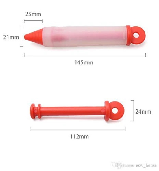 CONNECTWIDE 1Pc Silicone Pen with 4 Nozzles Food Writing Pen with-Head Cake Decorating Pen Chocolate Cream Jam Squeezed Syringe Pastry Cookie Painting Cream Cake Baking Decorating Tool