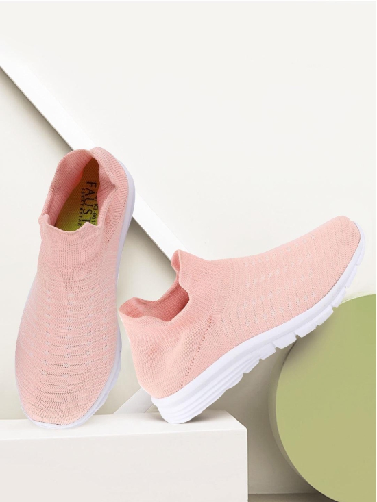 Women Pink Sports Slip-On Walking Shoes-3