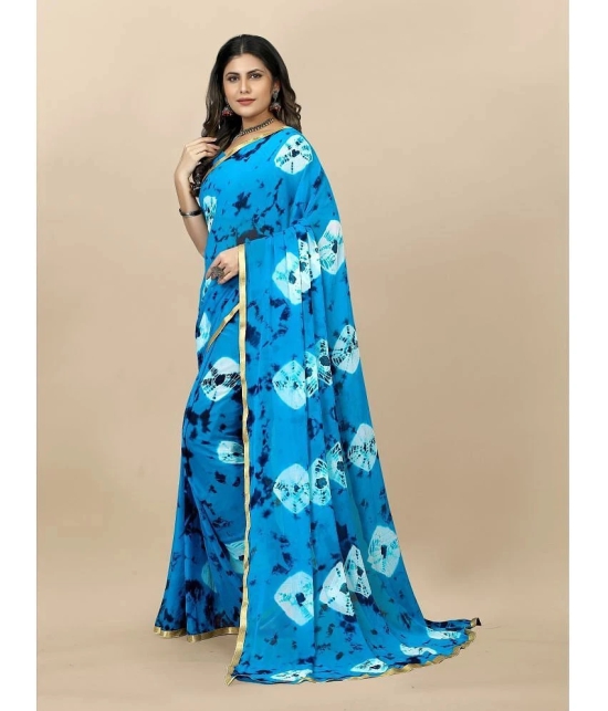 Apnisha Banarasi Silk Embellished Saree With Blouse Piece - Turquoise ( Pack of 1 ) - Turquoise