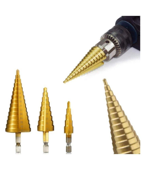 SHB 3X Large HSS Steel Step Cone Drill Bit Set Hole Cutter (4-32, 4-20, 4-12mm)