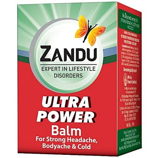 Zandu Ultra Power Balm - For Quick Pain Relief, Headache, Sprain, 8 Ml Bottle