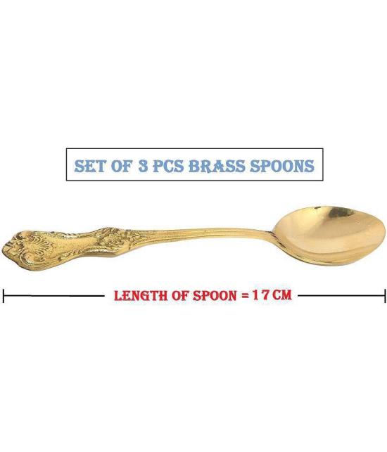 A & H ENTERPRISES - Brass Brass Dessert Spoon ( Pack of 3 ) - Brass