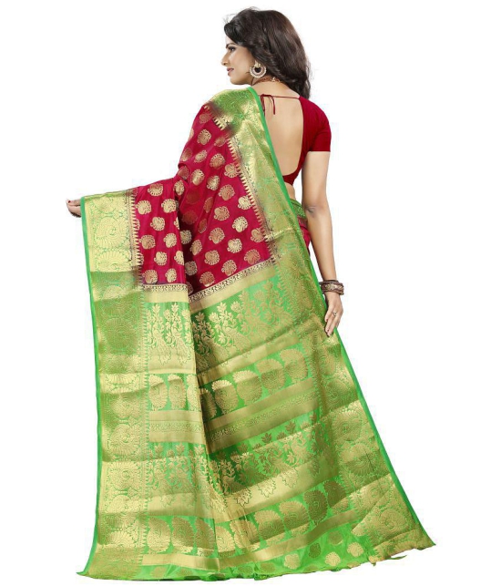 fab woven - Maroon Silk Blend Saree With Blouse Piece ( Pack of 1 ) - Maroon