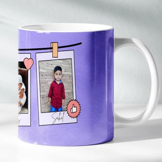 ForVano Personalized Gift Custom Photo Ceramic Mug for Birthday Pirfect Gift for Boyfriend, Girlfriend, Husband, Sister, Brother, Wife Purple Theme