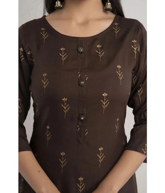 MAUKA - Brown Rayon Womens Straight Kurti ( Pack of 1 ) - None