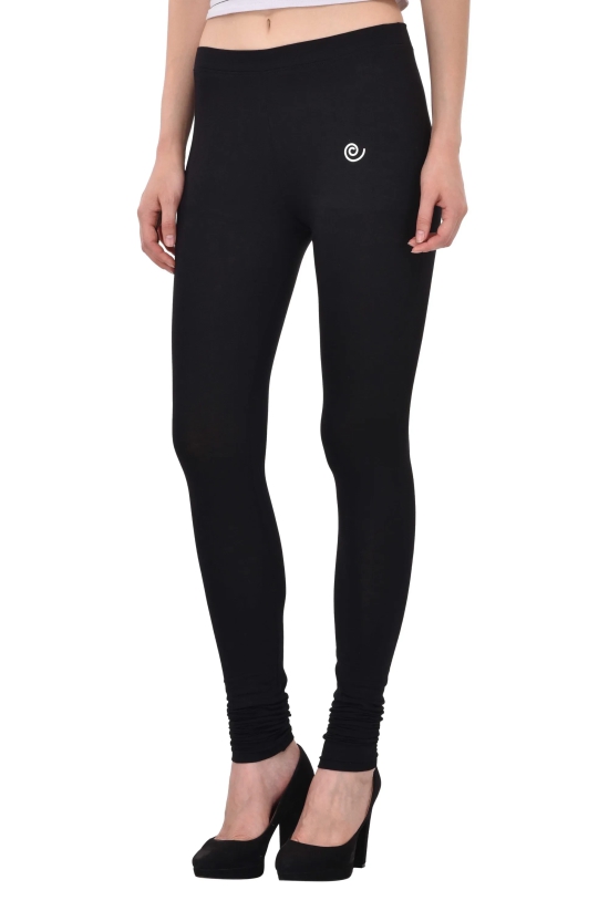 Diti Black Cotton Leggings for Women-M