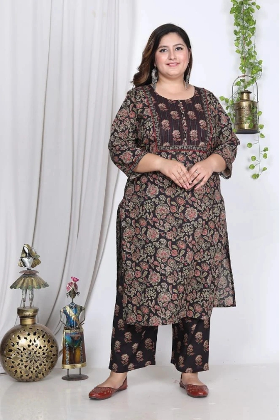 Swasti Cotton Printed Straight Womens Kurti - Black ( Pack of 1 ) - None