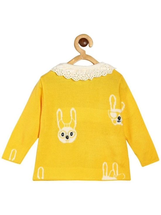 Miniklub Baby Girls Round Neck Full Sleeve Knit Sweater (Yellow Color) - None