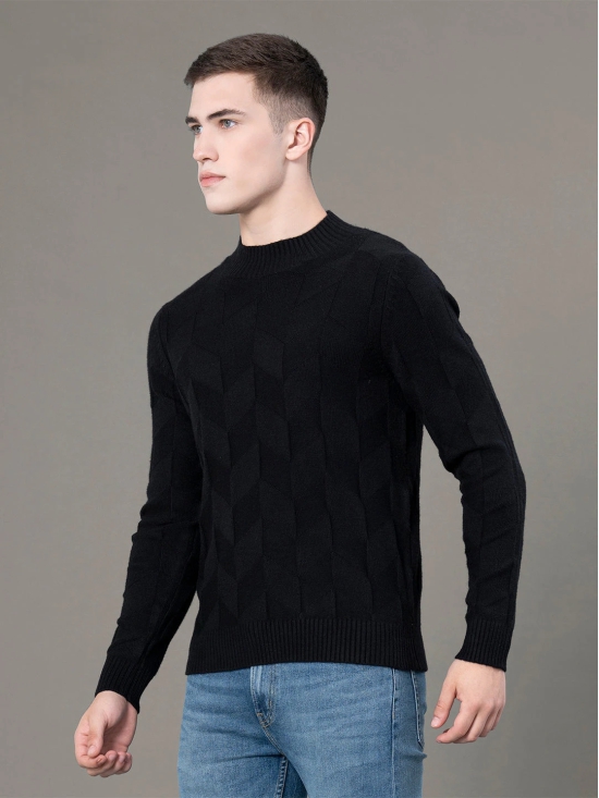 RedTape Mock Neck Pattern Sweater for Men | Ultimate Comfort