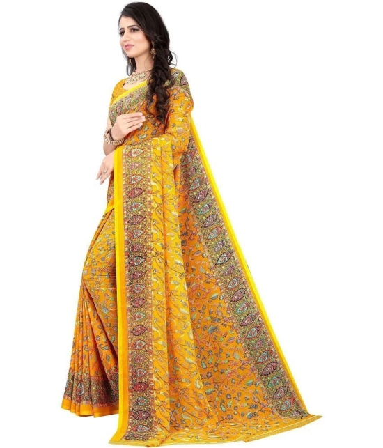 LEELAVATI - Yellow Chiffon Saree With Blouse Piece ( Pack of 1 ) - Yellow