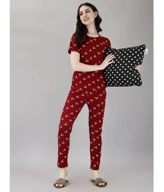 Smarty Pants Maroon Cotton Womens Nightwear Nightsuit Sets ( Pack of 1 ) - None