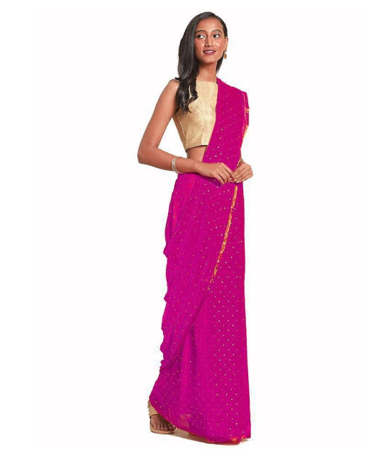 Bhuwal Fashion - Pink Georgette Saree With Blouse Piece (Pack of 1)