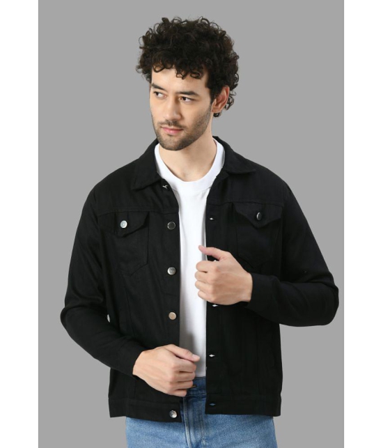 DKGF Fashion Cotton Blend Mens Denim Jacket - Black ( Pack of 1 ) - None