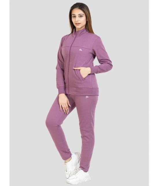 YHA Purple Fleece Solid Tracksuit - Pack of 2 - None