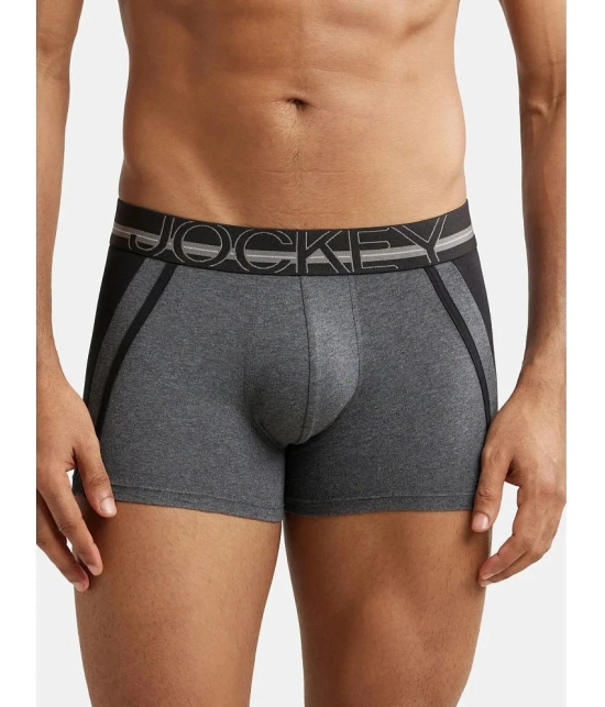 Jockey US21 Men Super Combed Cotton Elastane Stretch Solid Trunk - Charcoal Melange - None