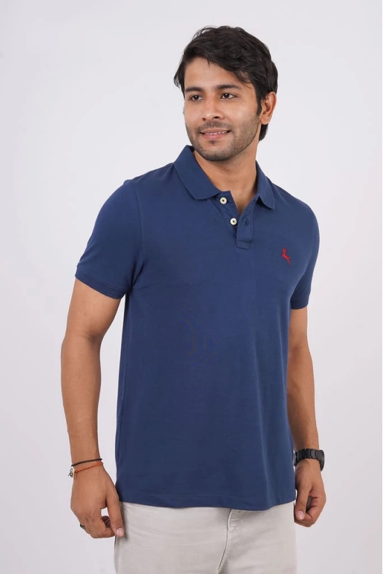 Men's Navy Blue  Embroidery Polo T-Shirt