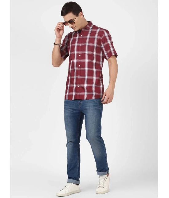 UrbanMark 100% Cotton Regular Fit Checks Half Sleeves Mens Casual Shirt - Maroon ( Pack of 1 ) - None