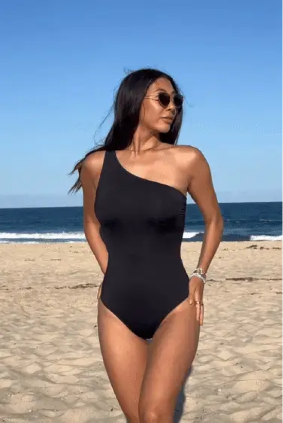 One Shoulder Slim One Piece Monokini-S