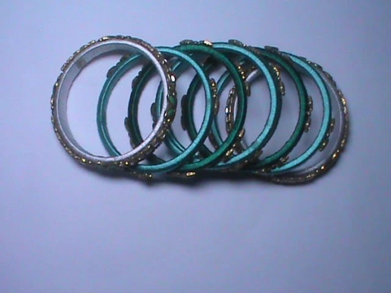 Seafoam green and gold bangles