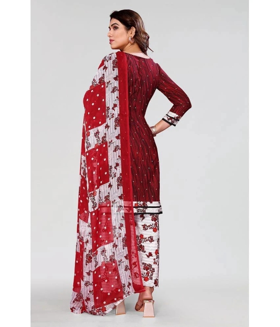 Kashvi Unstitched Crepe Printed Dress Material - Red ( Pack of 1 ) - Red