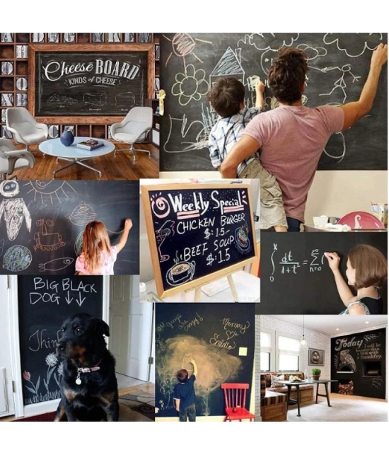 Tapixaa Black Board (45x200cm) Wall Sticker Removable Decal Chalkboard with 5 Chalks for Home School Office College Room Kitchen Kids