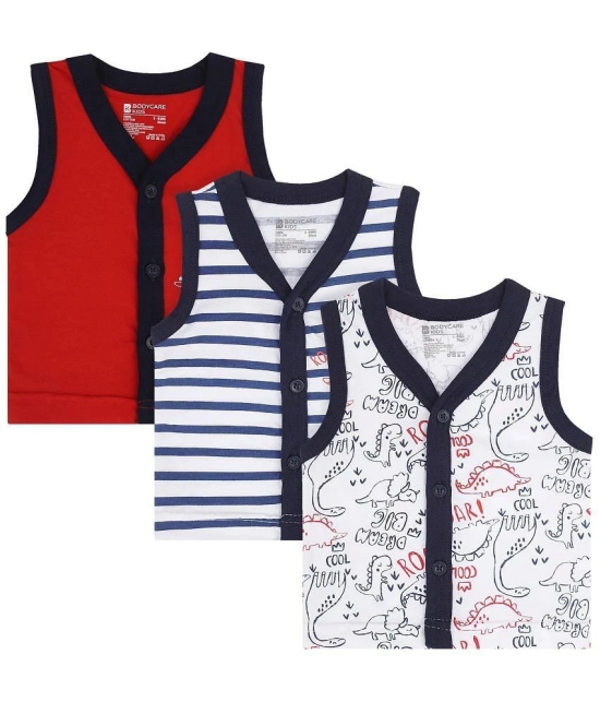 BOYS VEST FRONT OPEN SLEEVELESS ASSORTED Pack Of 3 - None