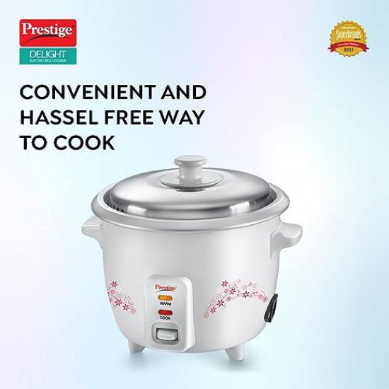 Prestige Delight PRWO Rice Cooker 1.0 L with Close Fit Lid (Off white)