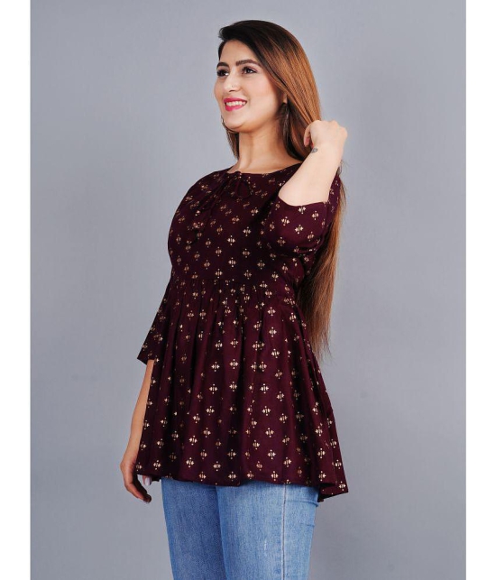 SIPET - Coffee Rayon Womens Ethnic A-Line Top ( Pack of 1 ) - None