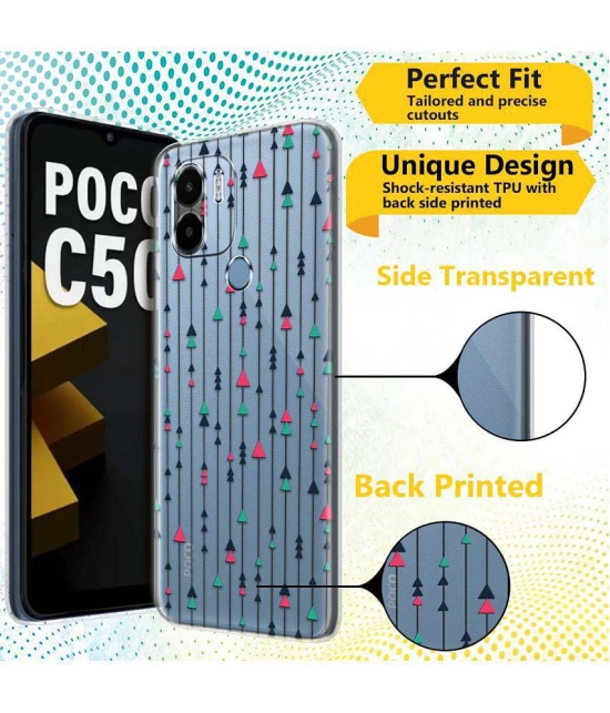 NBOX - Multicolor Silicon Printed Back Cover Compatible For POCO C50 ( Pack of 1 )