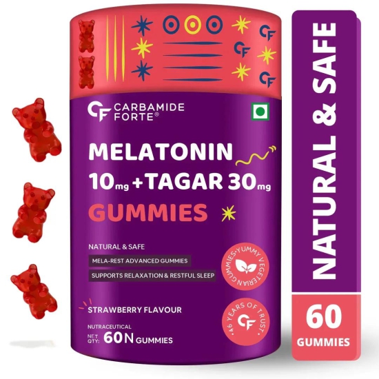 Ayurhill CF Melatonin 10mg Gummies - with TAGARA, L Tryptophan & Vitamin B6 | Sleep Aid Supplement – 60 Veg Gummies