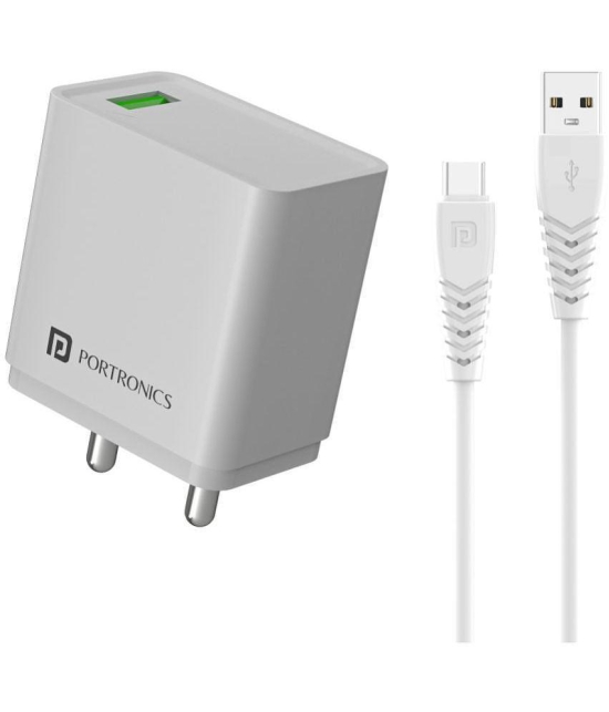 Portronics - Type C 3A Wall Charger - White