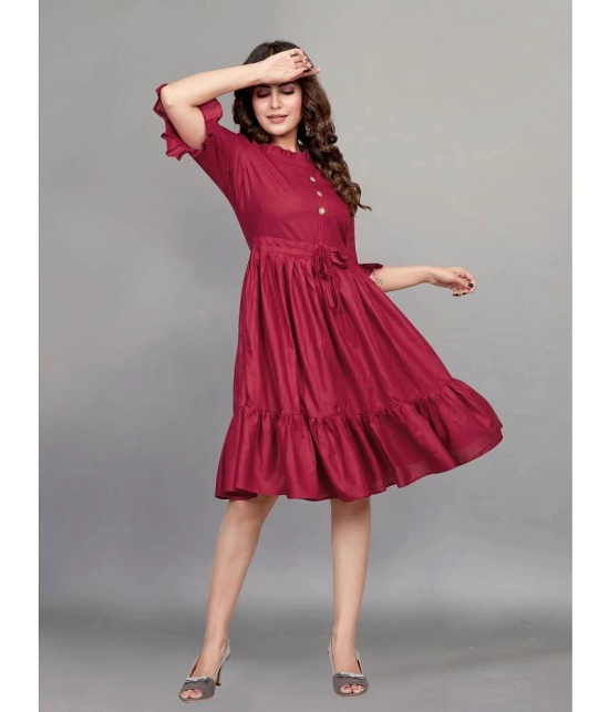 JULEE - Maroon Rayon Womens Fit & Flare Dress ( Pack of 1 ) - None