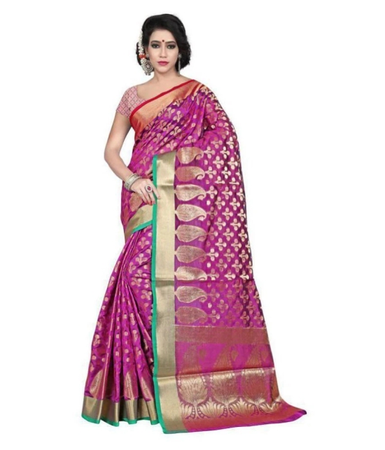 Gazal Fashions - Multicolor Banarasi Silk Saree With Blouse Piece (Pack of 1)