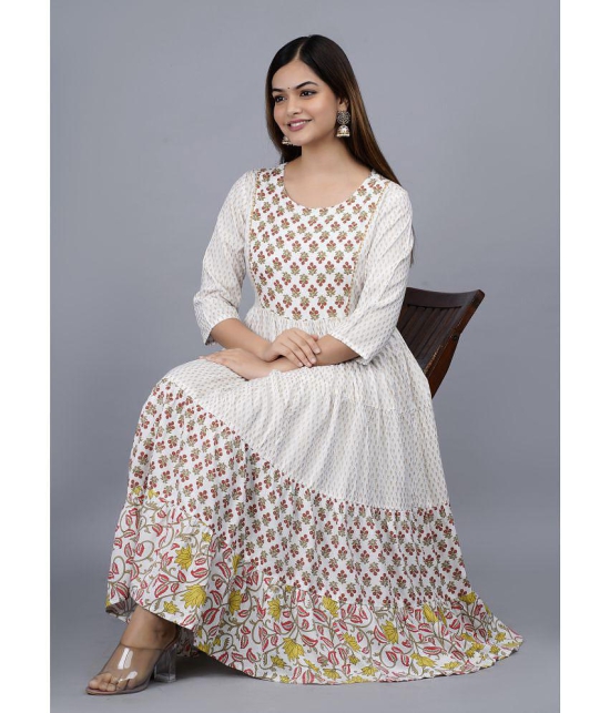 Smien - Off White Rayon Women''s Flared Kurti ( Pack of 1 ) - None