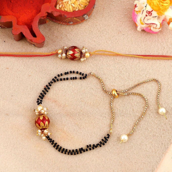 Abhaah rakhi for brother and bhabhi mangalsutra lumba bracelet Rakhi combo set