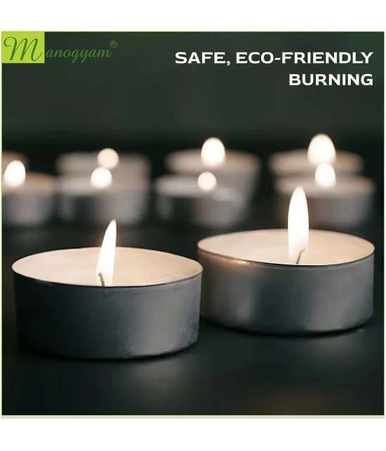 Manogyam White Wax Tea Light Candle 40 cm ( Pack of 2 )