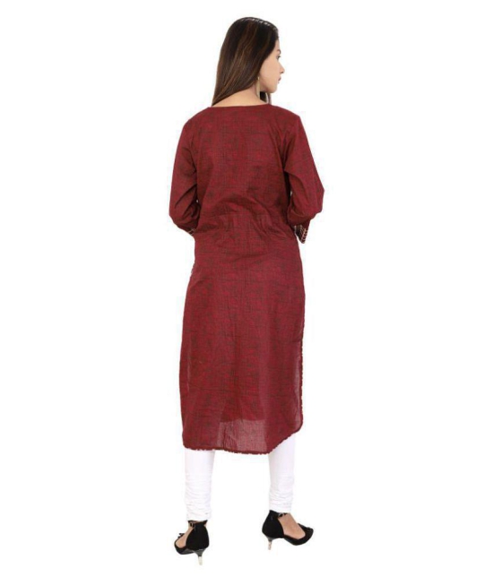 Rangun - Maroon Cotton Blend Women's Straight Kurti - M