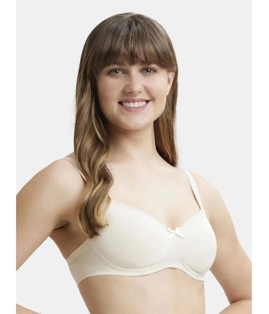 Jockey 1723 Wirefree Padded Super Combed Cotton Elastane Lace Styling T-Shirt Bra - Birch - None