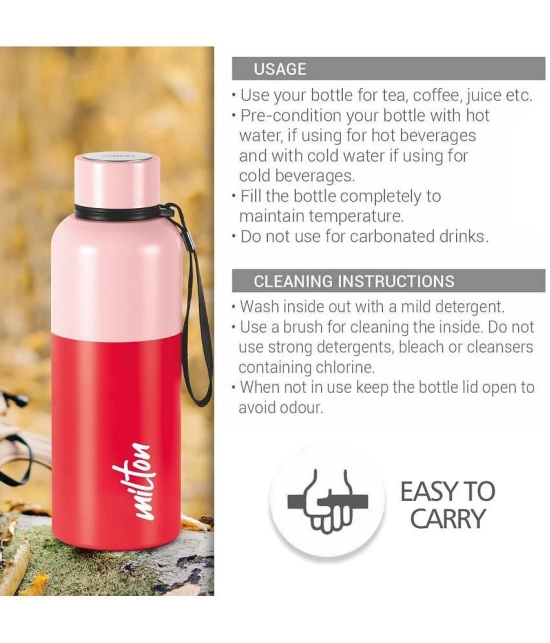 Milton Ancy 750 Thermosteel Water Bottle, 750 ml, Red | 24 Hours Hot and Cold | Easy to Carry | Rust Proof | Tea | Coffee | Office| Gym | Home | Kitchen | Hiking | Trekking | Travel Bottle -