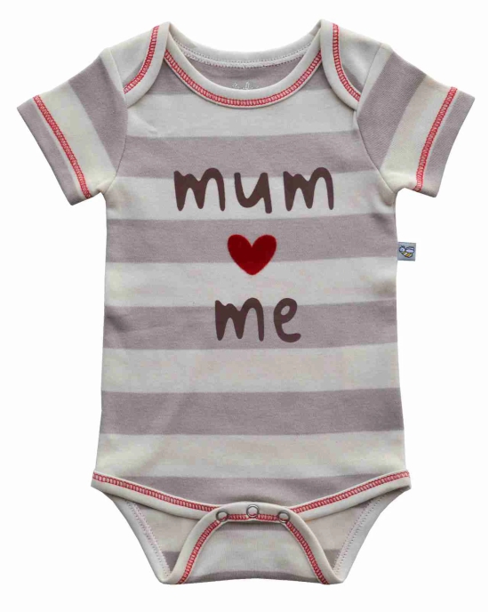 Cream/Brown striped Mum & Me Printed Baby Body/Onesie(100% Cotton Interlock)