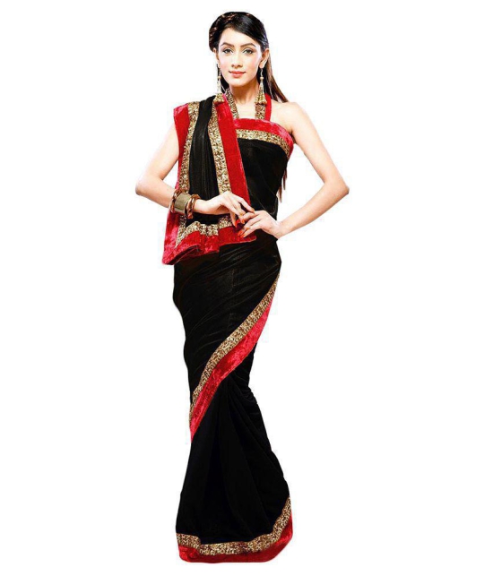 AV Fashion White and Black Chiffon Saree