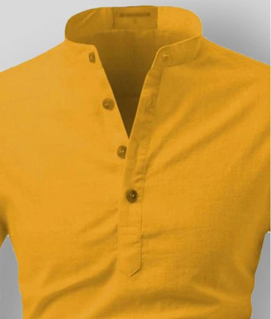 Life Roads - Yellow Cotton Mens Shirt Style Kurta ( Pack of 1 ) - None